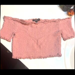 Ambiance Apparel Pink off the shoulder Crop top